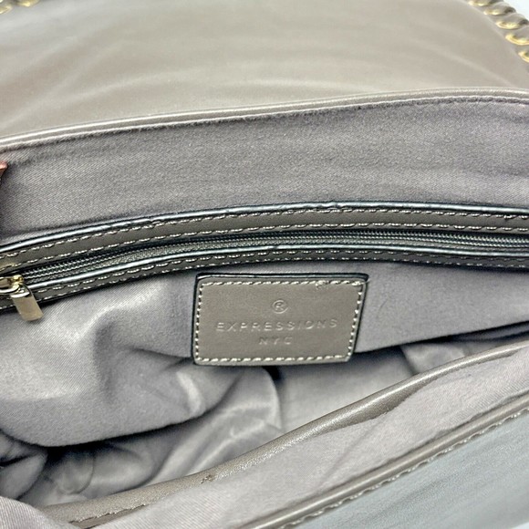 EXPRESSIONS NYC Slate taupe braided strap Vegan Crossbody Shoulder Bag - Picture 10 of 14